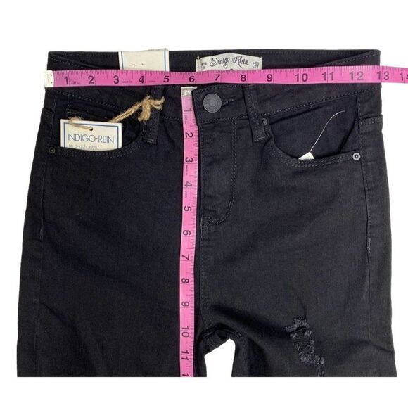 Indigo Rein Ripped Distressed Skinny Jean Jeggings Women's 25‎ Black Stretch NEW - Picture 5 of 12